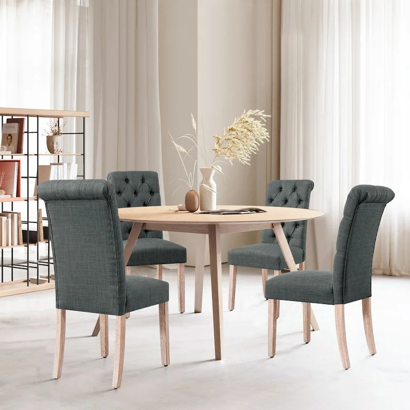 Chaise de salle à manger Parsons en lin avec boutons décoratifs