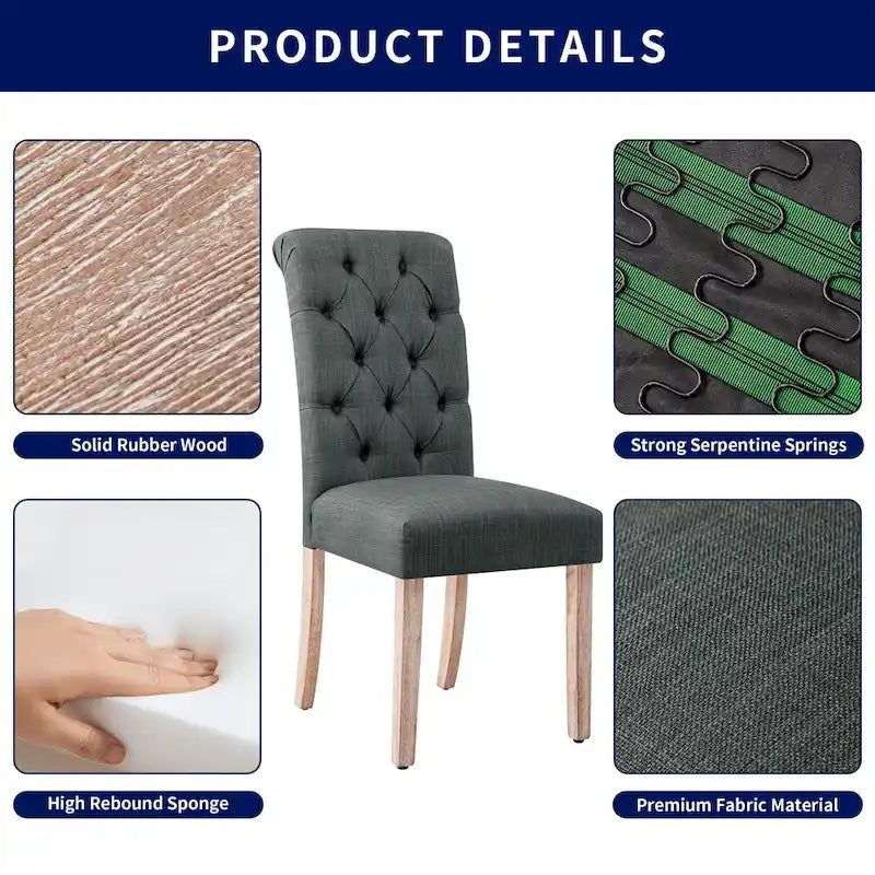 Chaise de salle à manger Parsons en lin avec boutons décoratifs