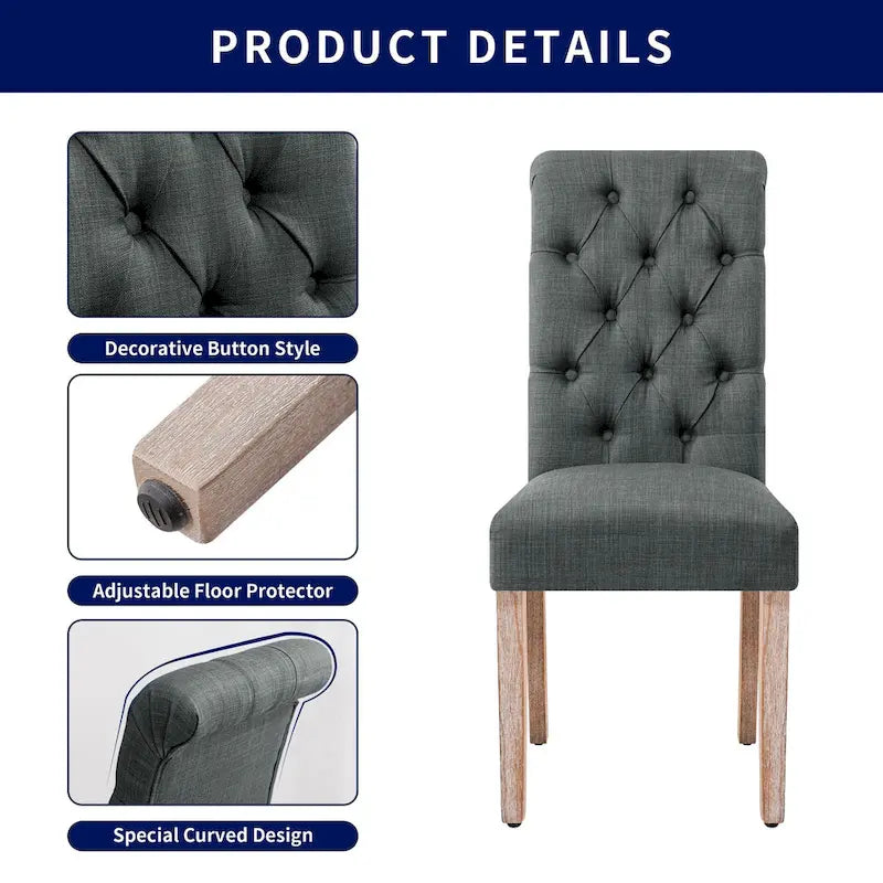 Chaise de salle à manger Parsons en lin avec boutons décoratifs