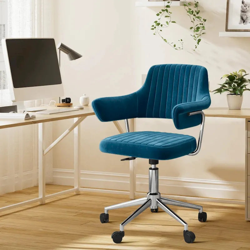 Chaise de bureau en similicuir confortable, chaise de bureau à domicile avec accoudoirs et pivot réglable