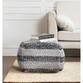 Pouffe Repose-pieds Carré Rayé Gris Tissé à la Main de 60 cm
