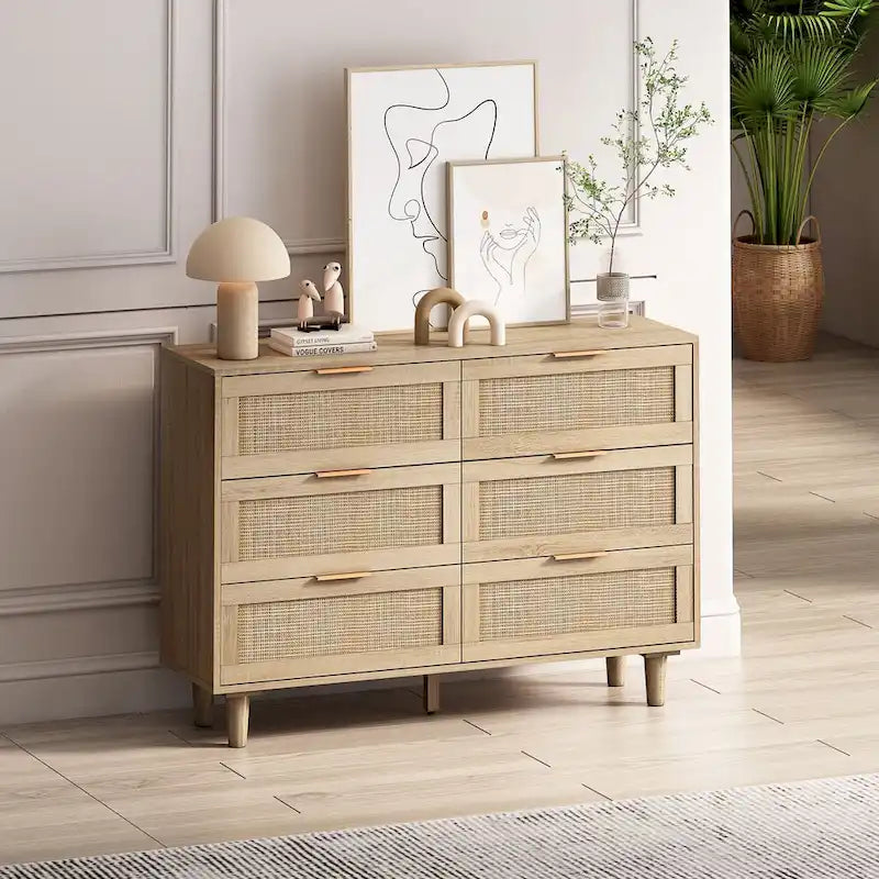 Rangement en rotin à 6 tiroirs de 109,9 cm