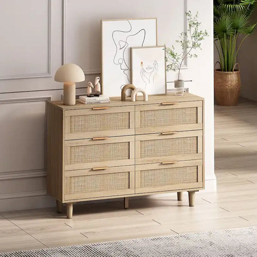 Rangement en rotin à 6 tiroirs de 109,9 cm