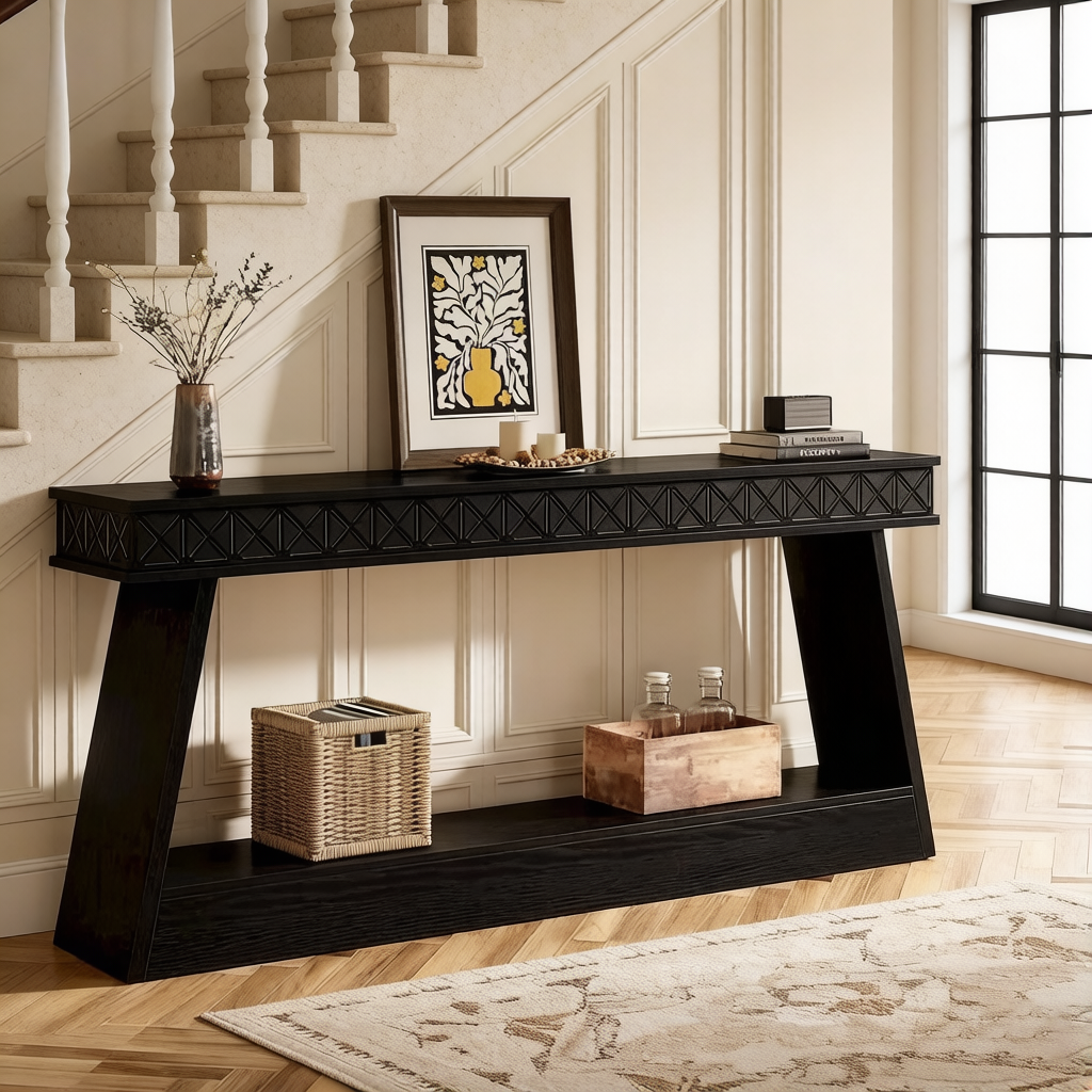 Console d'entrée rustique à deux niveaux